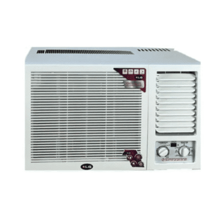 مكيف كي إل جي KLG24CW شباك بقدرة 24 ألف وحدة (≈ 2 طن)، بارد فقط، تصميم عملي، تشغيل هادئ، وضاغط موثوق صديق للبيئة.